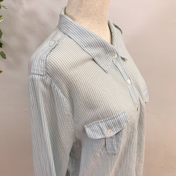 Joie Dumas Blue Pinstripe Button Down Shirt Size Large - Picture 5 of 9